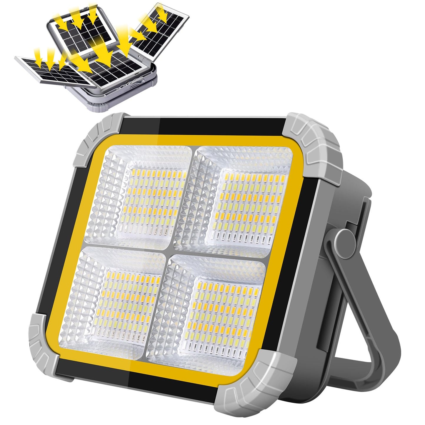 ERAY LED Construction Spotlight, 8000LM 13500mAh LED Work Light with Remote Control, 4 Modes, Power Bank, Timer, 70 LED, Solar & USB Charging, Job Site Lighting