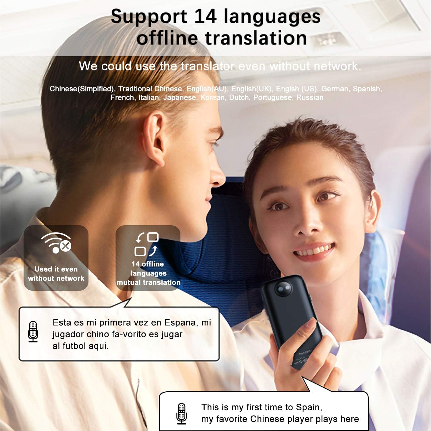 Language Translator Device – Smart Intelligent Two Way WiFi/Hotspot/Offline Instant 2.4 Inch Touch Screen Support 137 Languages
