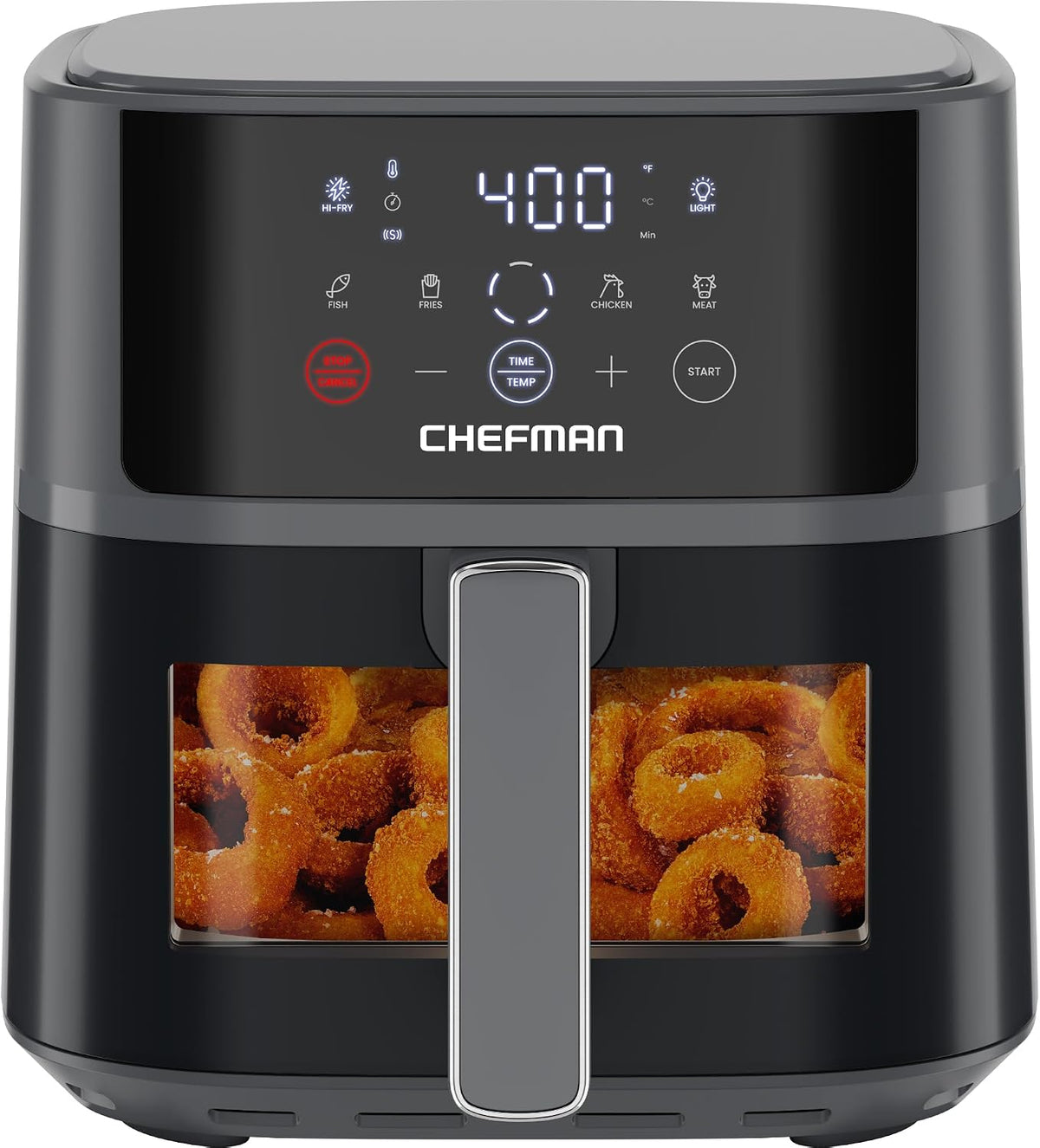 Friteuza cu aer cald Chefman 5,67 L, gri, cu Hi-Fry, fereastra de vizualizare si 4 programe