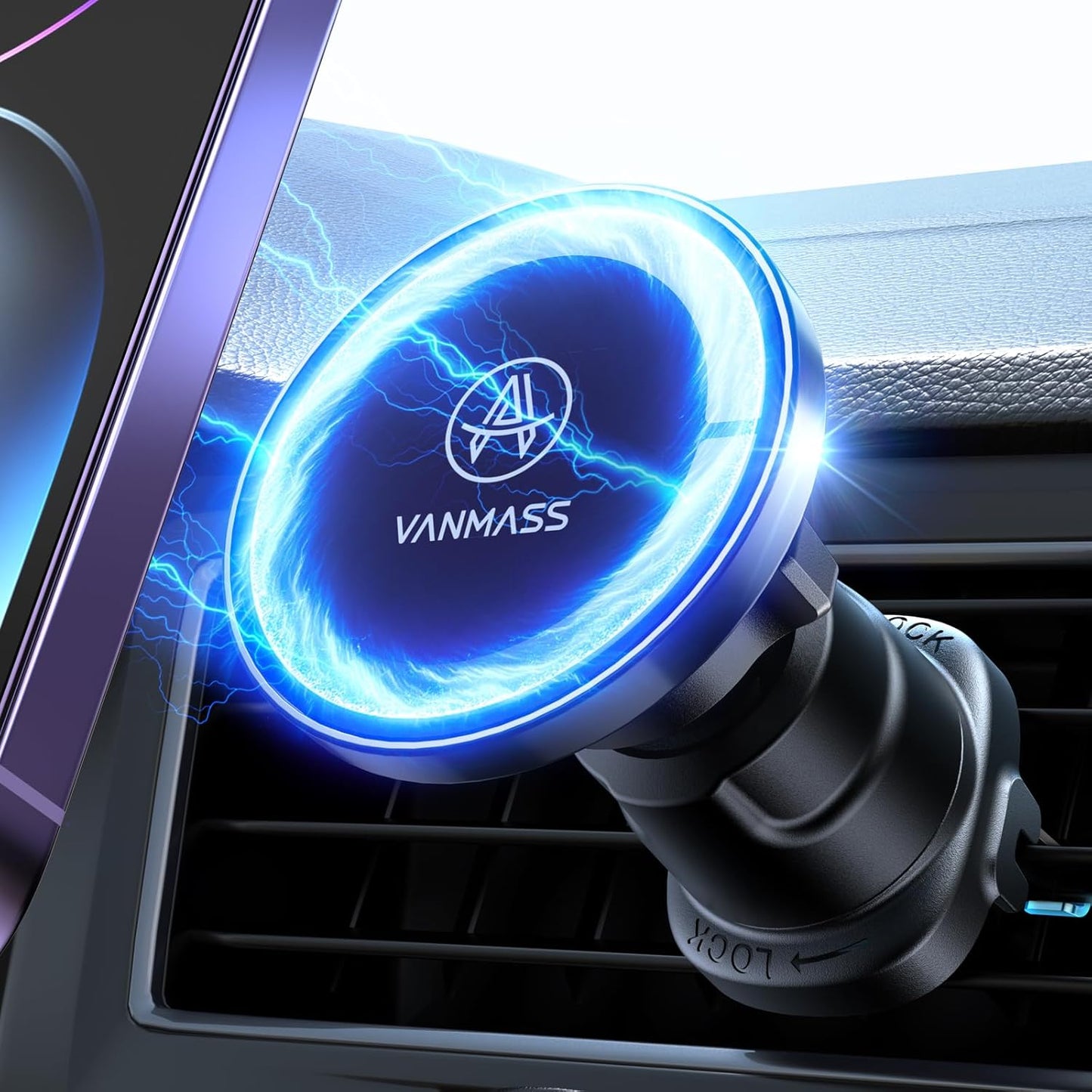 VANMASS for MagSafe Car Mount【2025 Upgraded TOP Magnet & Clip Hook】Magnetic Cell Phone Holder for Vent, Universal Cellphone Stand Truck Cradle Accessories for iPhone 16 15 14 13 12 11 Android Samsung