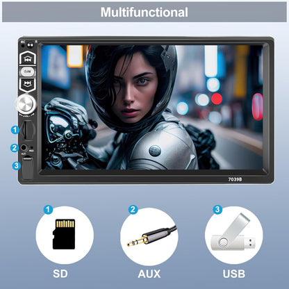 CAMECHO 1 DIN Car Radio with CarPlay Android Car 7 Inch Screen with Bluetooth Touchscreen with Reversing Camera Mirror Link FM Radio SWC USB