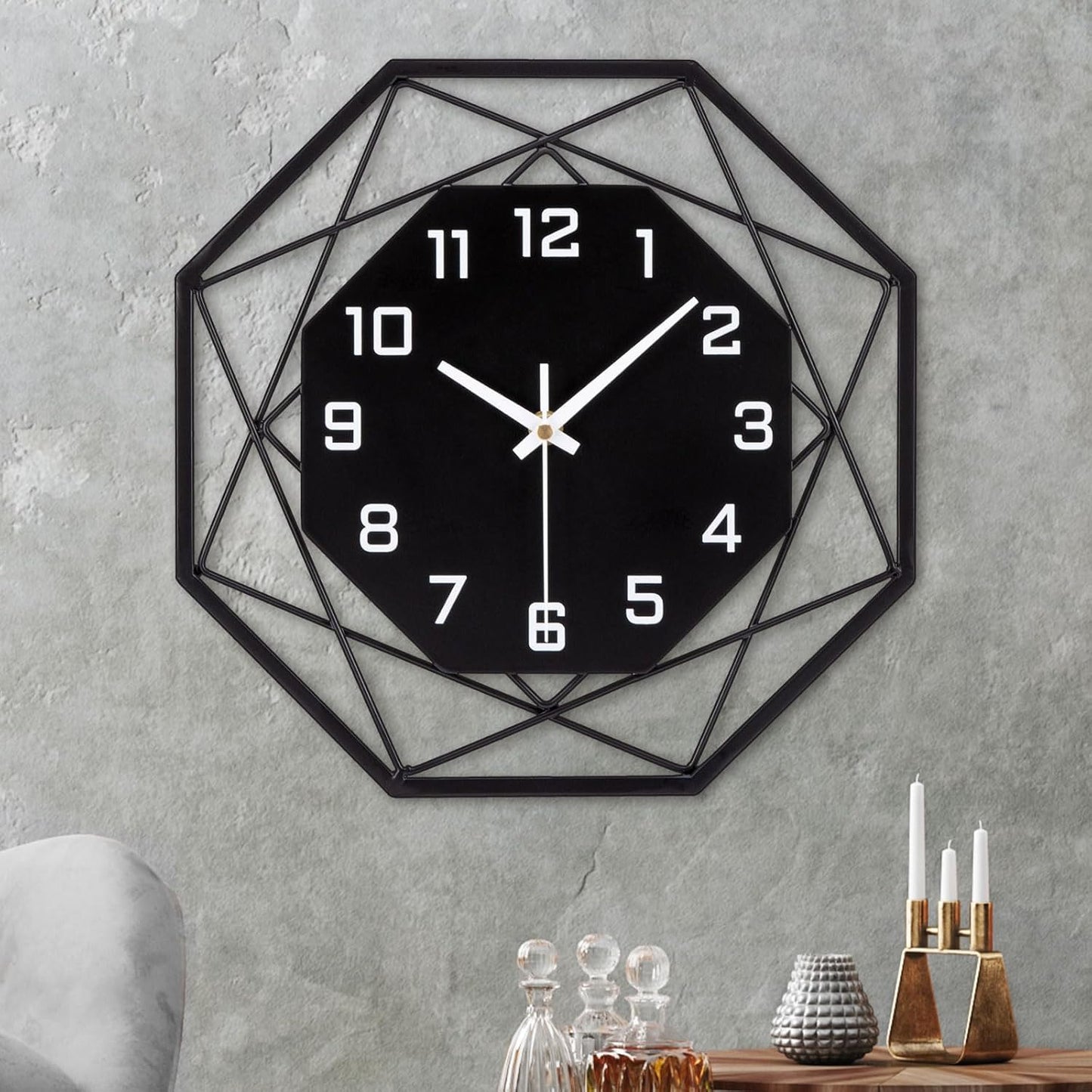 Ceas de perete VIVILINEN 58cm metal negru silentios analog