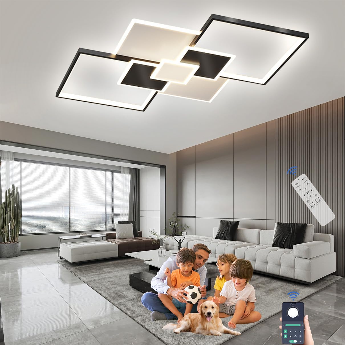 Lampa tavan LED Dimmable White + Black 68W 6800 lm telecomanda