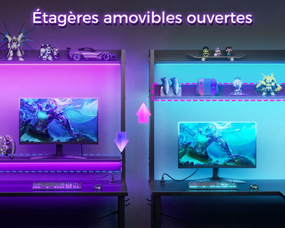 Birou gaming colt ODK L Shape 150x120 cm cu LED si USB