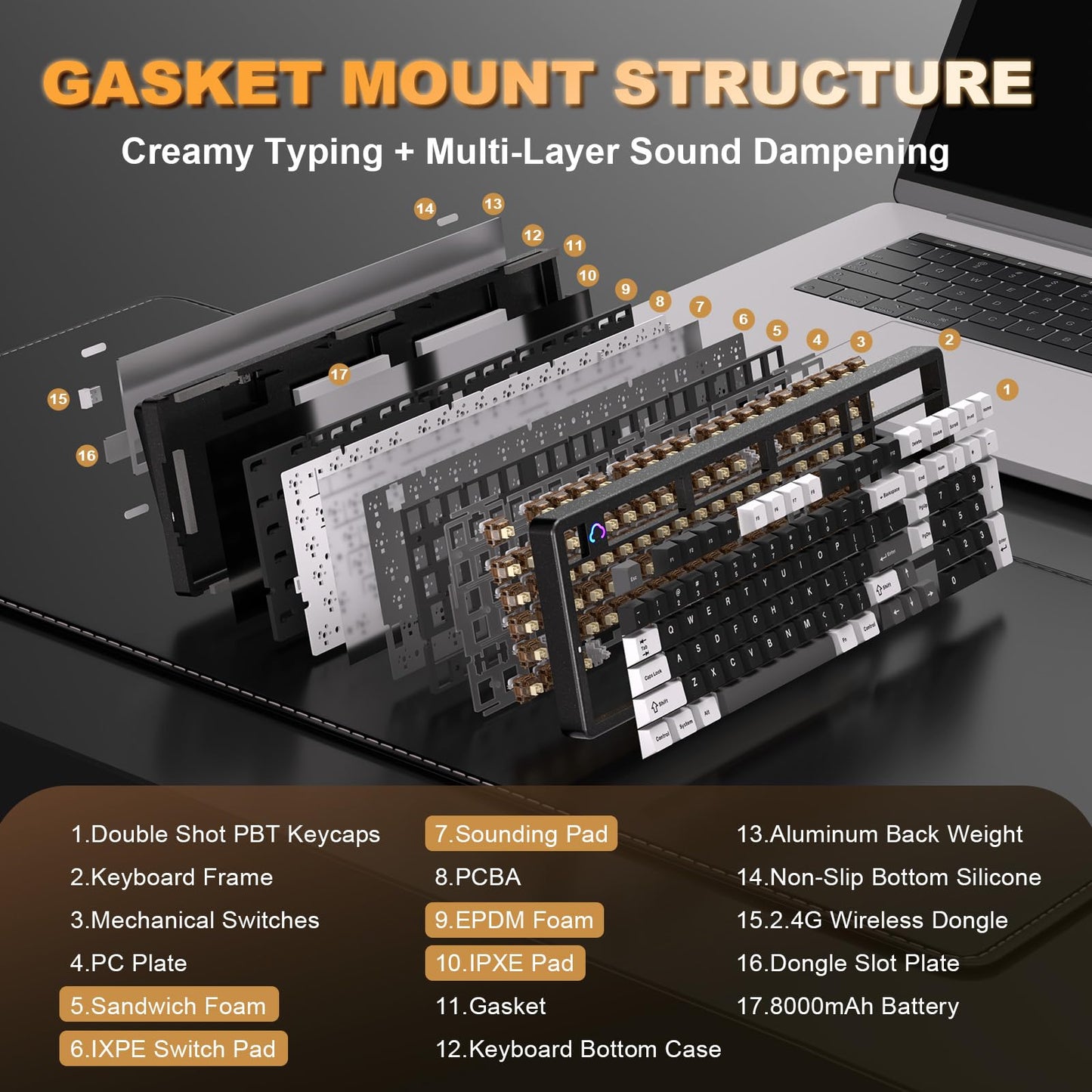 Tastatura YUNZII AL98 Wireless Mechanical RGB 8000mAh QMKVIA