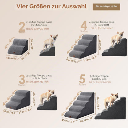 Scara pentru caini EHEYCIGA 4-Step 4 trepte fleece gri