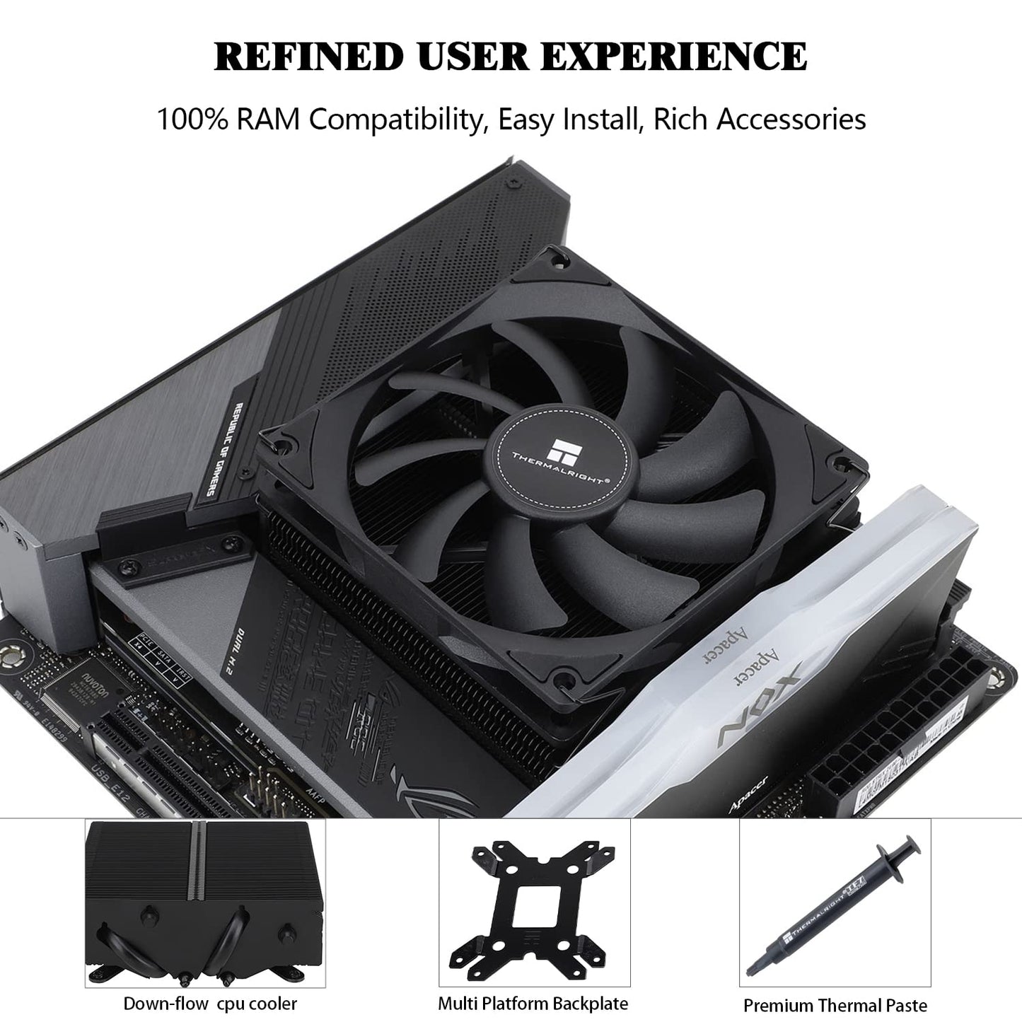 Cooler Procesor Thermalright AXP90-X53 Black Cooler CPU Low Profile 53mm, Ventilator 2700RPM Silentios, Compatibil AM4/AM5/Intel 1700