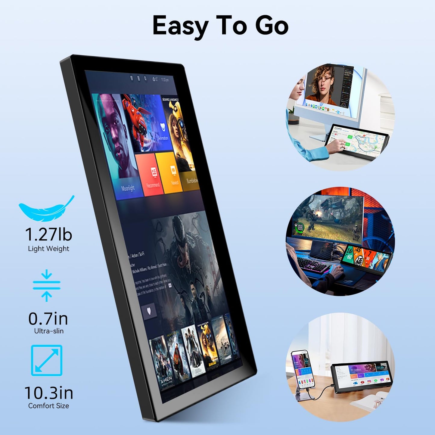 Monitor touch 10.3 inch IPS 1920x720 HDMI USB-C portabil