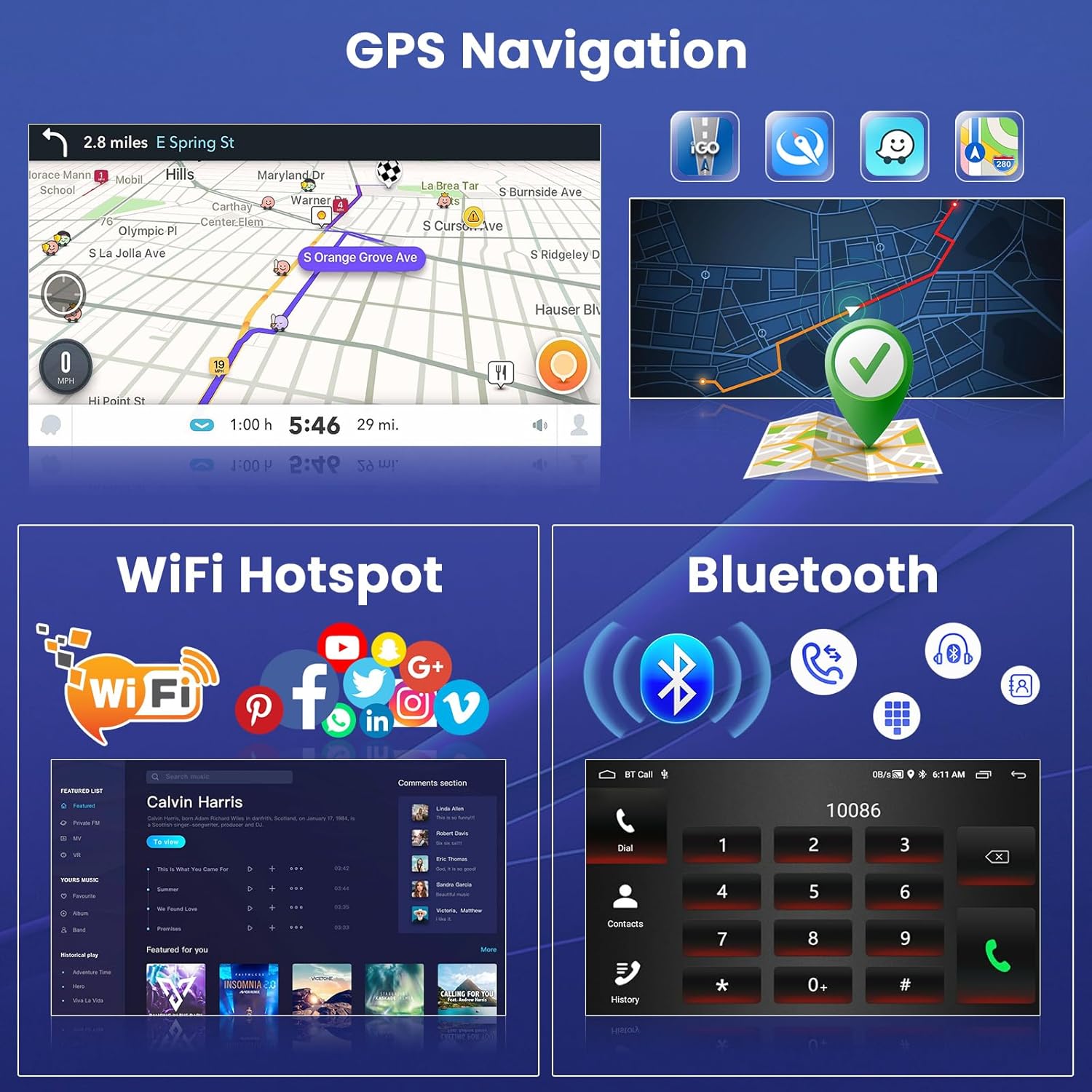 Hikity Android13 Car Radio with Sat Nav for Ford Focus S-Max Galaxy C-Max, 1G 32G 7 Inch Car Radio 2Din with GPS/Mirror Link/WiFi/Bluetooth/FM/2USB/MIC/Reversing Camera