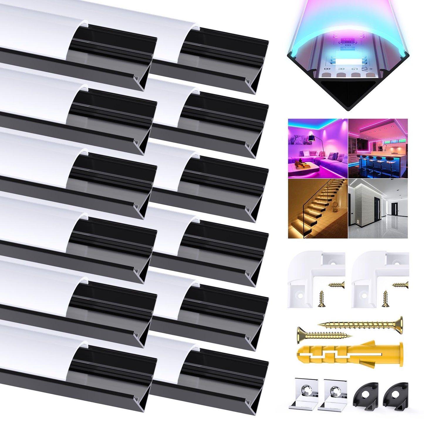 Profil LED Chesbung U-Form 10x1m Aluminiu 12V Alb Cald