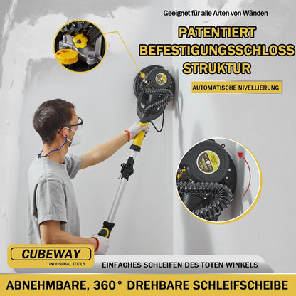 Slefuitor telescopic pentru gips-carton CUBEWAY, 750 W, cu aspirare praf, LED, 215 mm, galben