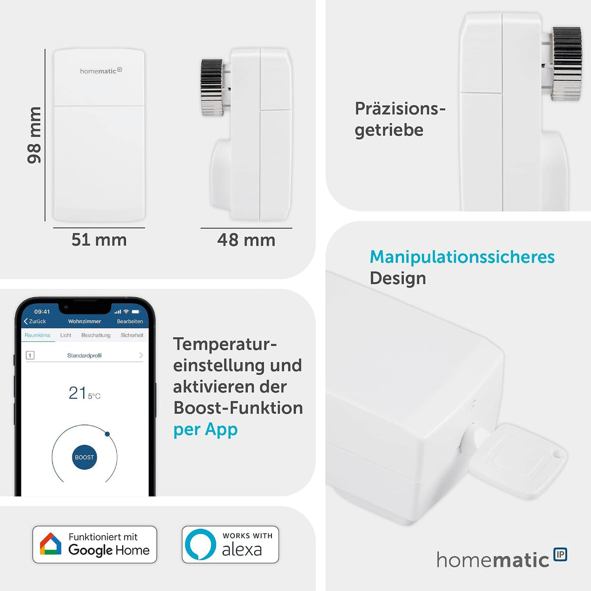 Termostat inteligent compact pentru radiator Homematic IP, marimea Compact