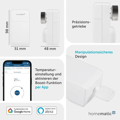 Termostat inteligent compact pentru radiator Homematic IP, marimea Compact