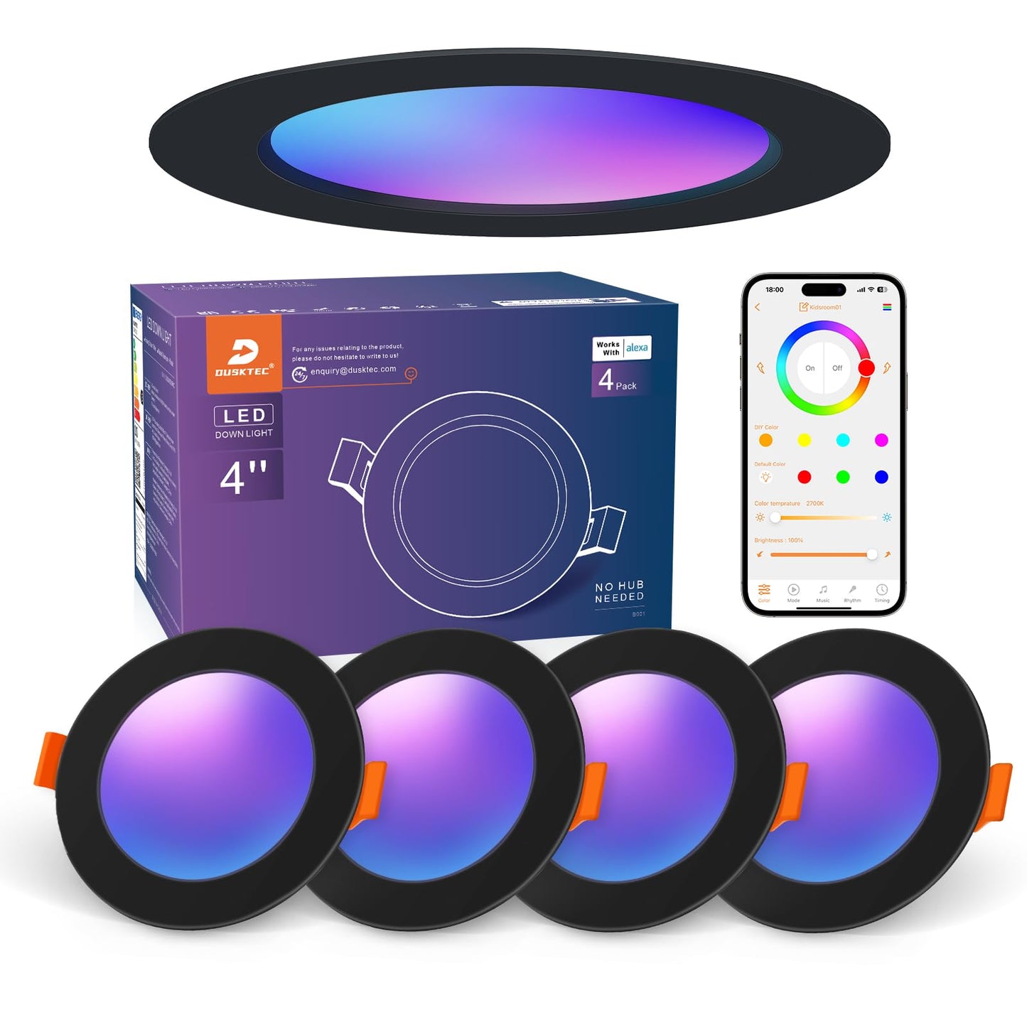 Spot LED DUSKTEC RGB Alexa 10W 1000 lm Bluetooth APP
