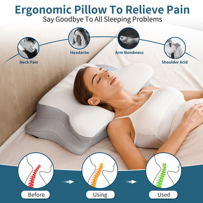 Perna cervicala Ylekto Pillow Memory Foam Queen Size alba