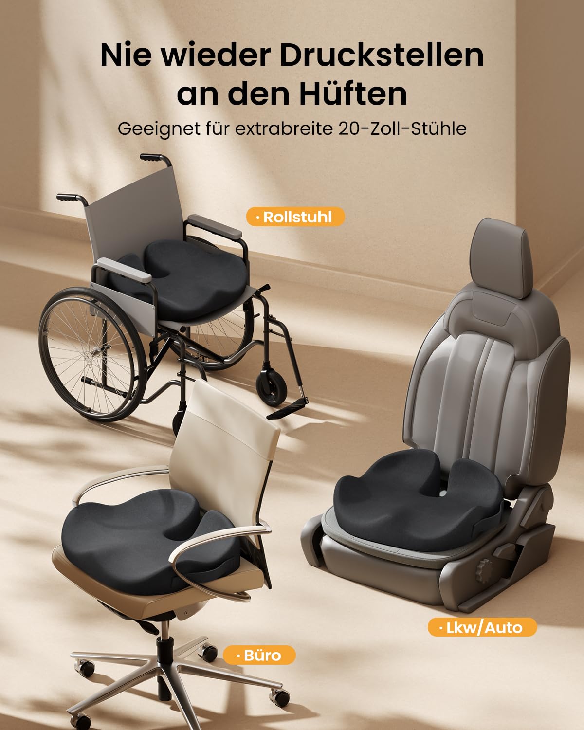 Perna sezut ProtoArc SC Butterfly Memory Foam XL ergonomica neagra