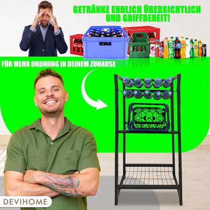 Raft sticle DEVIHOME Drinks Crate Rack Wine Rack 3 cutii 10 sticle