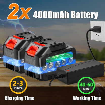 Motocoasa electrica YUIOIBUC 21V cu 2 baterii 4.0 Ah pentru gradina Portocaliu
