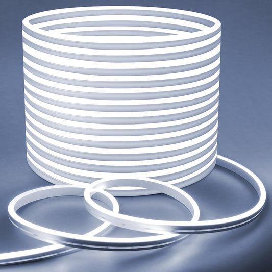 Lamomo LED Strip Light 20M, White Dimmable Neon Light Strip, 24V Waterproof Led Rope Light, 6000K Silicone DIY Flexible Led Lights for Bedroom, Indoor, Outdoor Decor