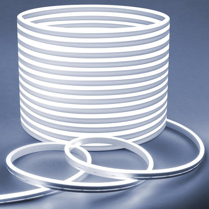 Lamomo LED Strip Light 20M, White Dimmable Neon Light Strip, 24V Waterproof Led Rope Light, 6000K Silicone DIY Flexible Led Lights for Bedroom, Indoor, Outdoor Decor