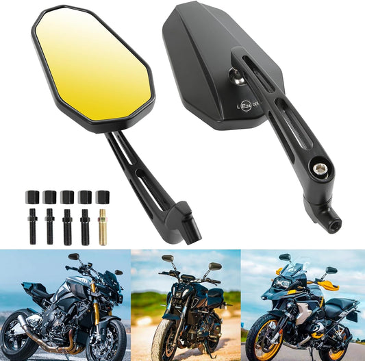 DREAMIZER E24 E-Mark Motorcycle Mirror, 8mm 10mm Motorcycle Side Mirror Compatible with Z900 Z1000 Z800 Z650 Z750 Z300 Z250 Z125 ER6N XJ6, MT03 MT09 MT10 MT07, ATV Quad Scooter ATV Touring Chopper