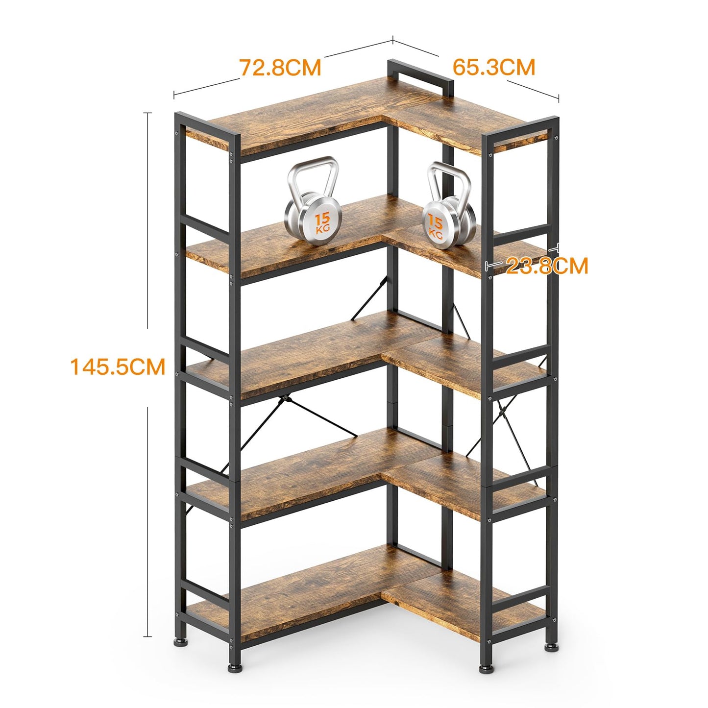 Biblioteca Coleshome 5-Tier L Shape Brown 5 rafturi vintage