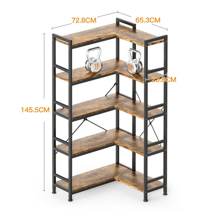 Biblioteca Coleshome 5-Tier L Shape Brown 5 rafturi vintage