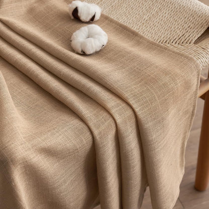 EMEMA Curtains, Linen Curtain with Ruffle Tape, Voile Curtain, Linen Look, Modern Semi-Transparent for Living Room, Decorative Curtain, Kitchen Curtains, Tab-Top Curtain, Bedroom, Brown, 140 x 215 cm