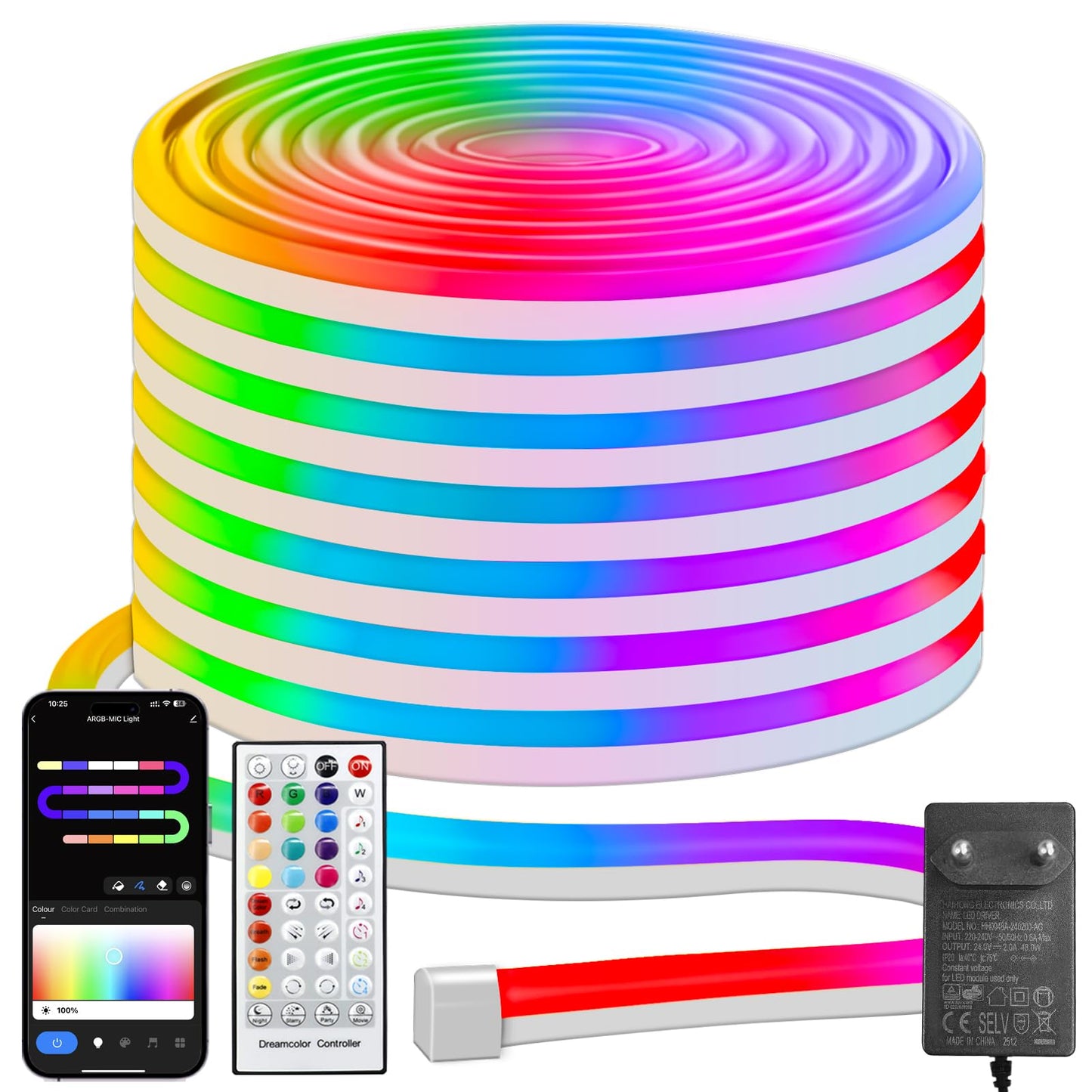Banda LED Neon RGBIC 10m Smart control din app si telecomanda