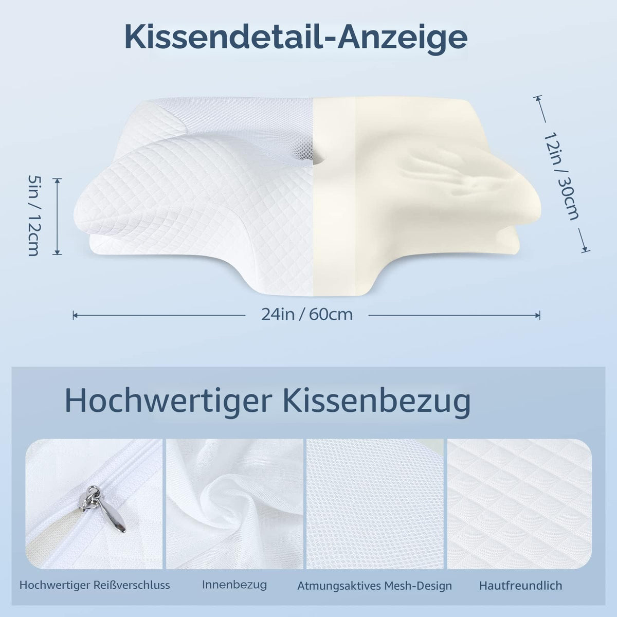 Perna cervicala HOMCA HCCP-01 Memory Foam ergonomica 60x35 cm