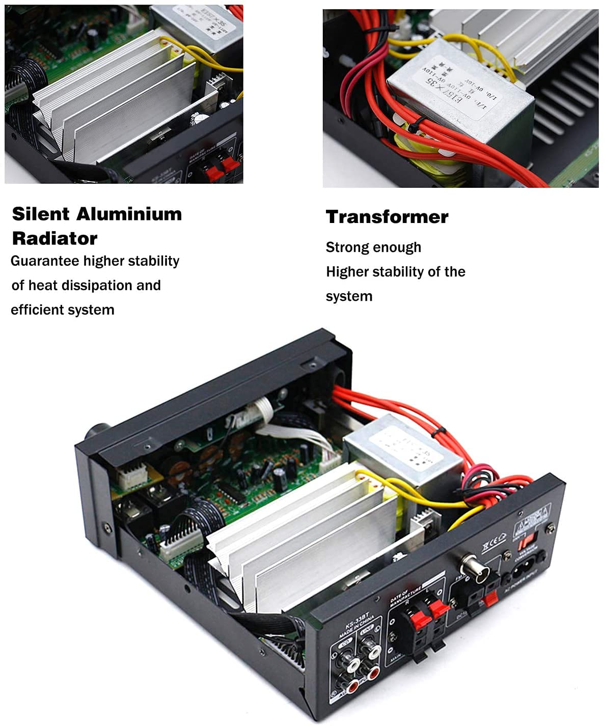 Mini Amplifier 60 W + 60 W Digital Power Amplifier Bluetooth Stereo Home Car Audio Amplifier USB SD FM MIC HiFi Digital Amplifier 12 V/230 V Mini 2CH 2 Channel I Mini Power Amplifier LCD Display