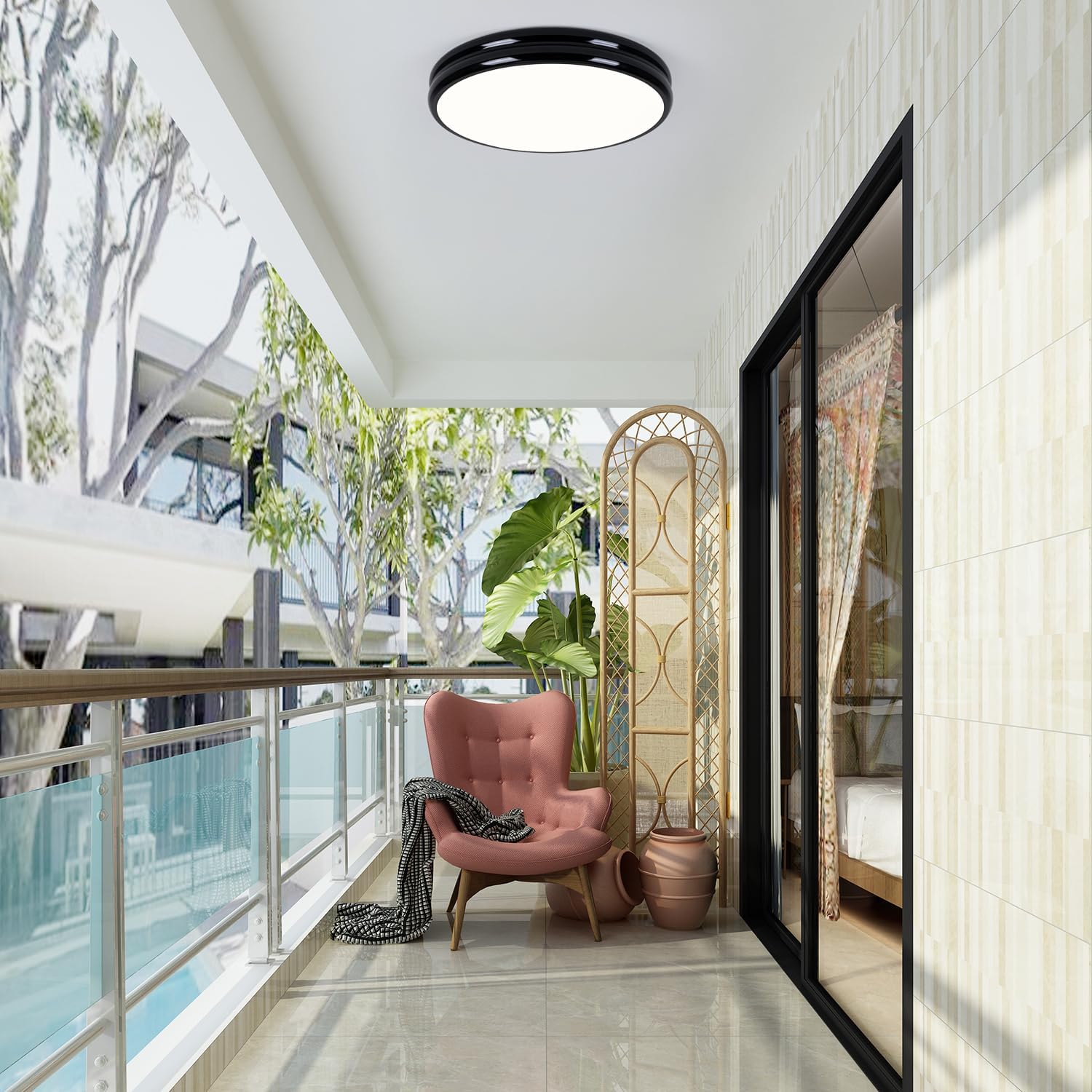 Modern Black LED Ceiling Light, 40cm Round, 36W, 4000K for Kitchen, Bedroom, Living Room, Hall, Bathroom