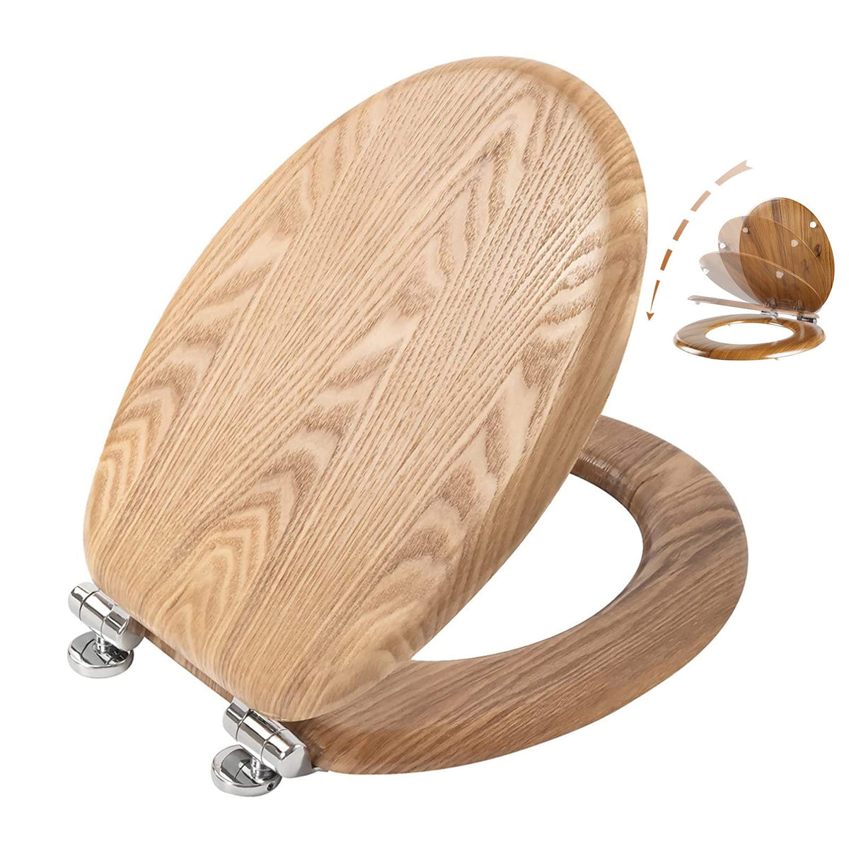Colac WC Angel Shield Oval Lemn Inchidere Silentioasa 43x37 cm