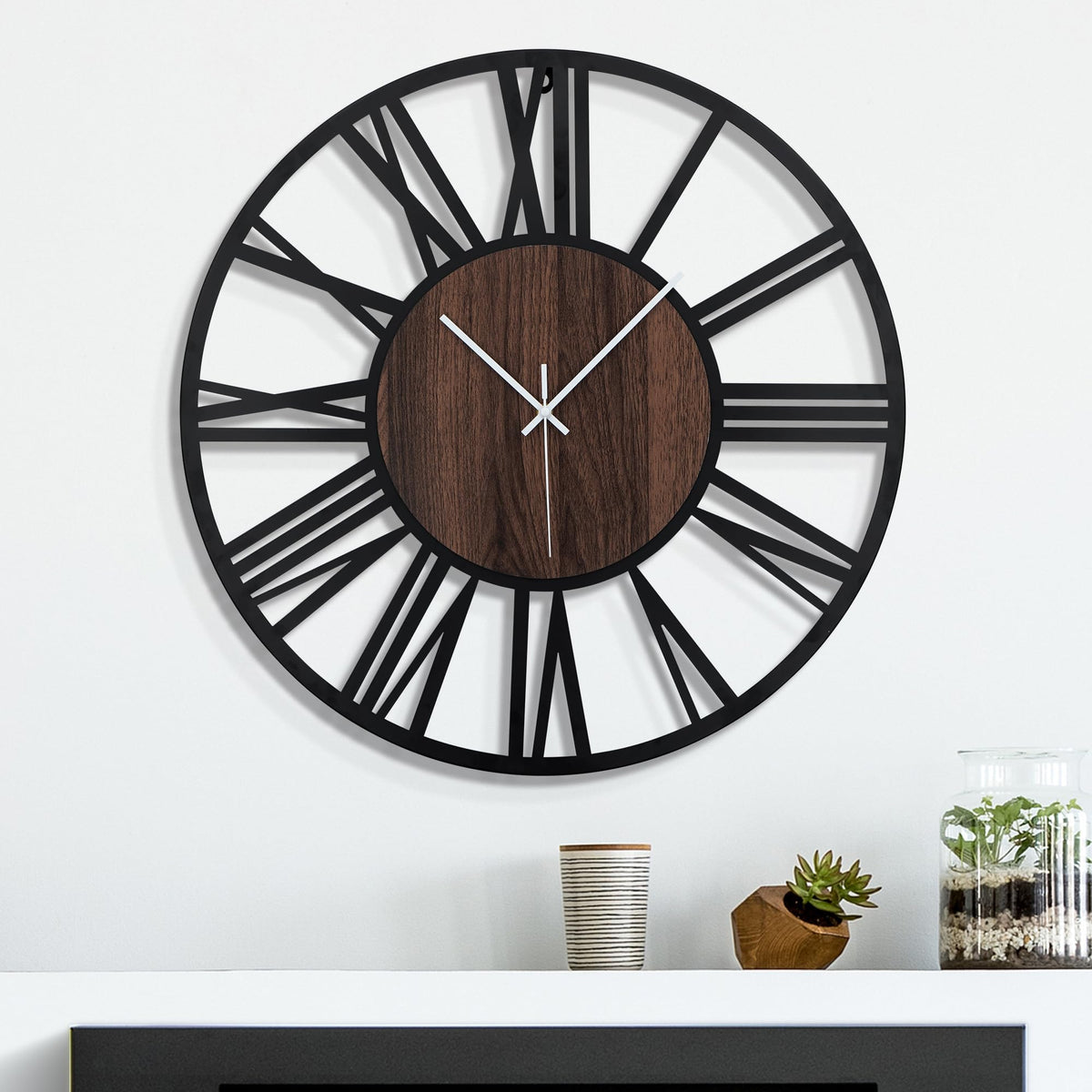 Ceas de perete metalic 24 inch cu senzor lumina si sunet