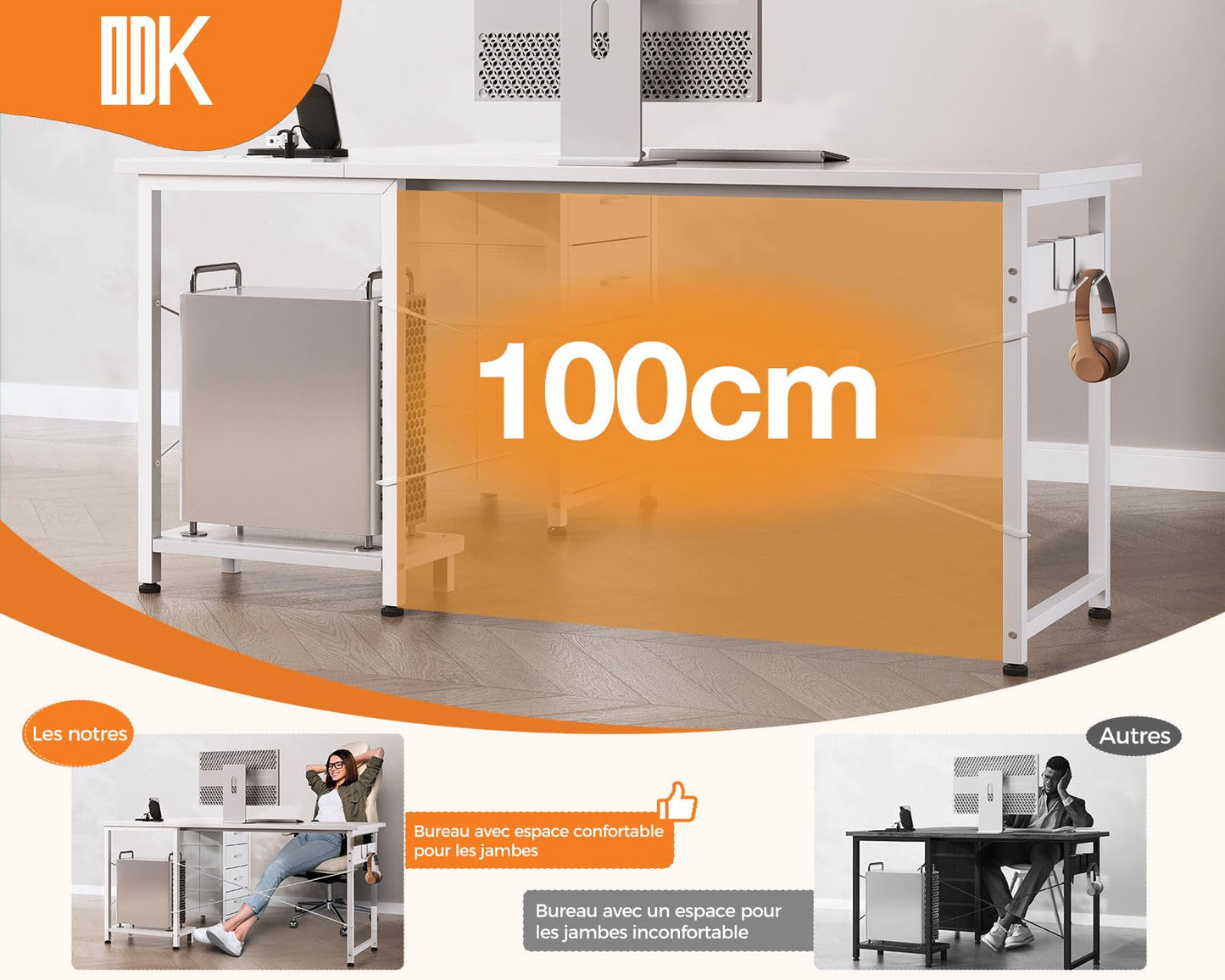 Birou ODK Corner Desk 135x100 cm cu 4 sertare si prize USB