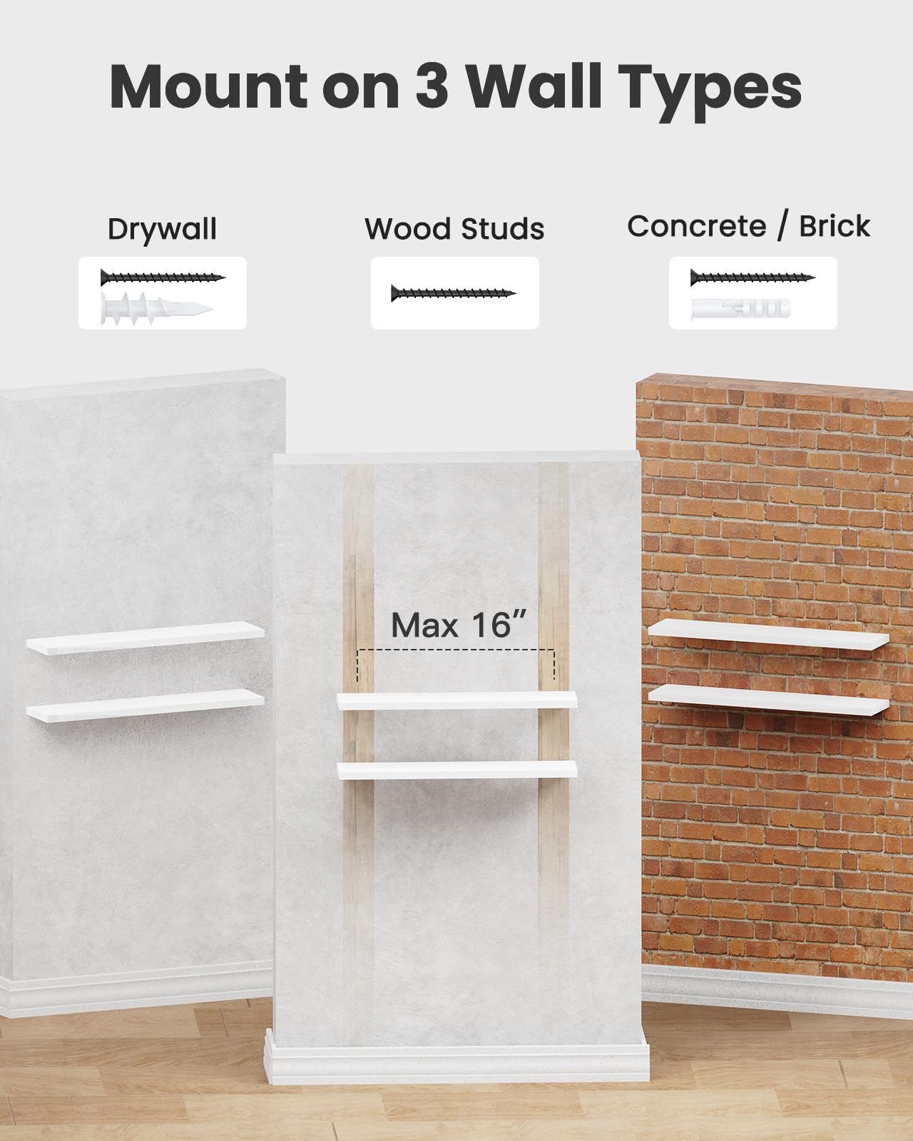 Rafturi perete STOREMIC Floating Shelves 60 cm, set 2, alb