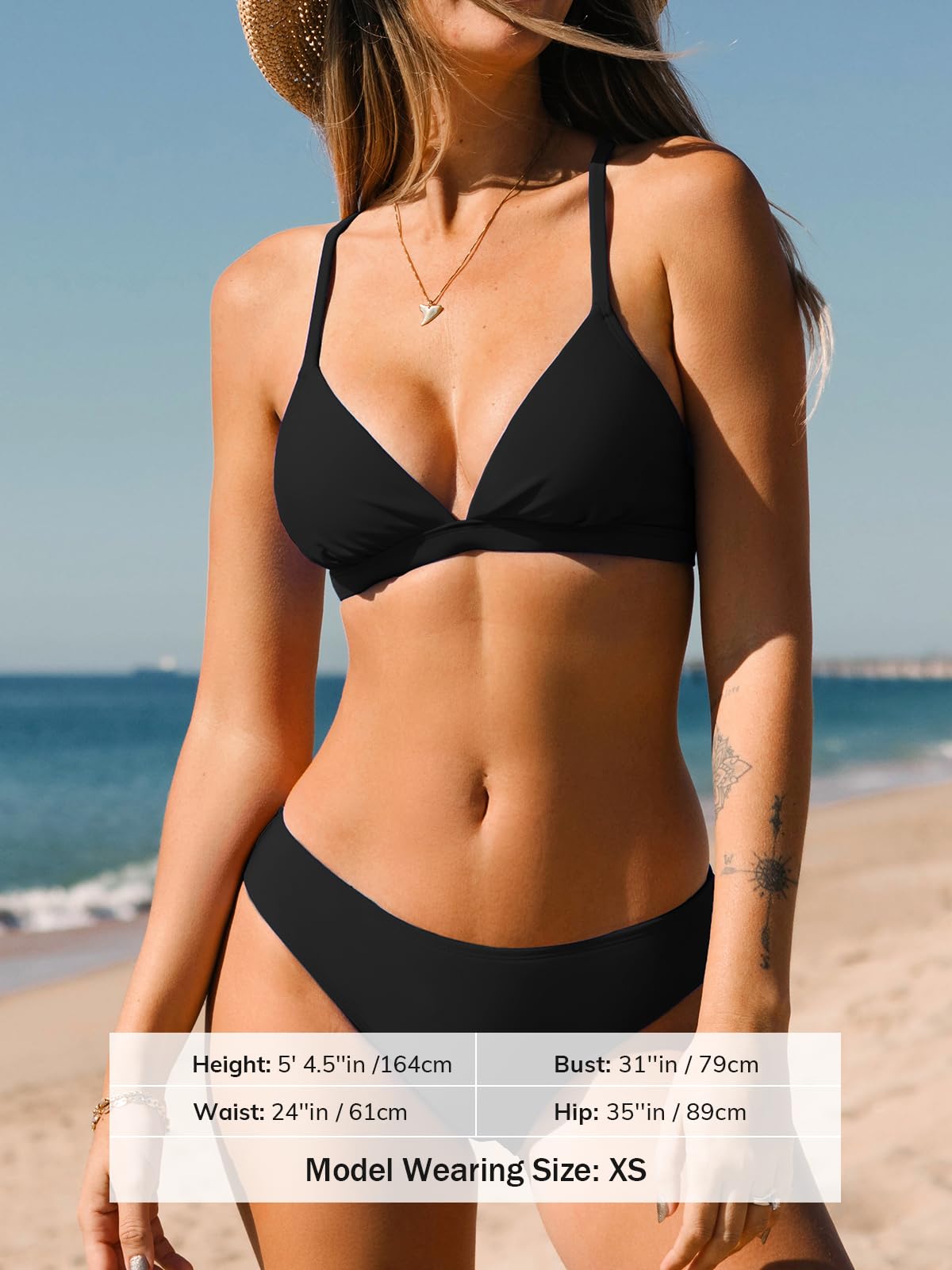 Costum de baie L - CUPSHE Bikini Set V Neck Crisscross Back