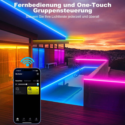 TENDIST 14 m IP67 RGB LED Strip Outdoor Waterproof Smart LED Strip Compatible with Alexa and Google Assistant, WiFi Outdoor LED Strip 24 V for Balcony, Festiva, Terrace