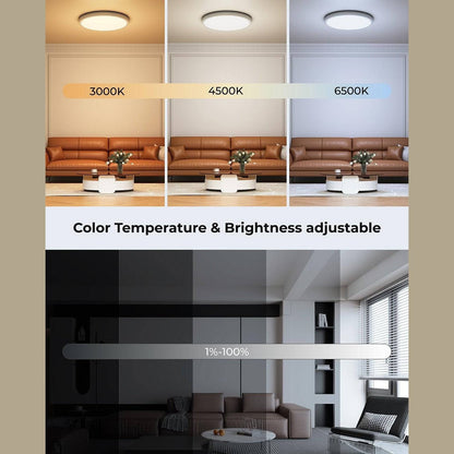Smart Ceiling Light RGB, LED Ceiling Light Dimmable 24 W, 16 Million DIY Colours, Compatible with Alexa & Google Assistant, RGB Ceiling Light LED for Bedroom, Living Room, Round, 30 cm