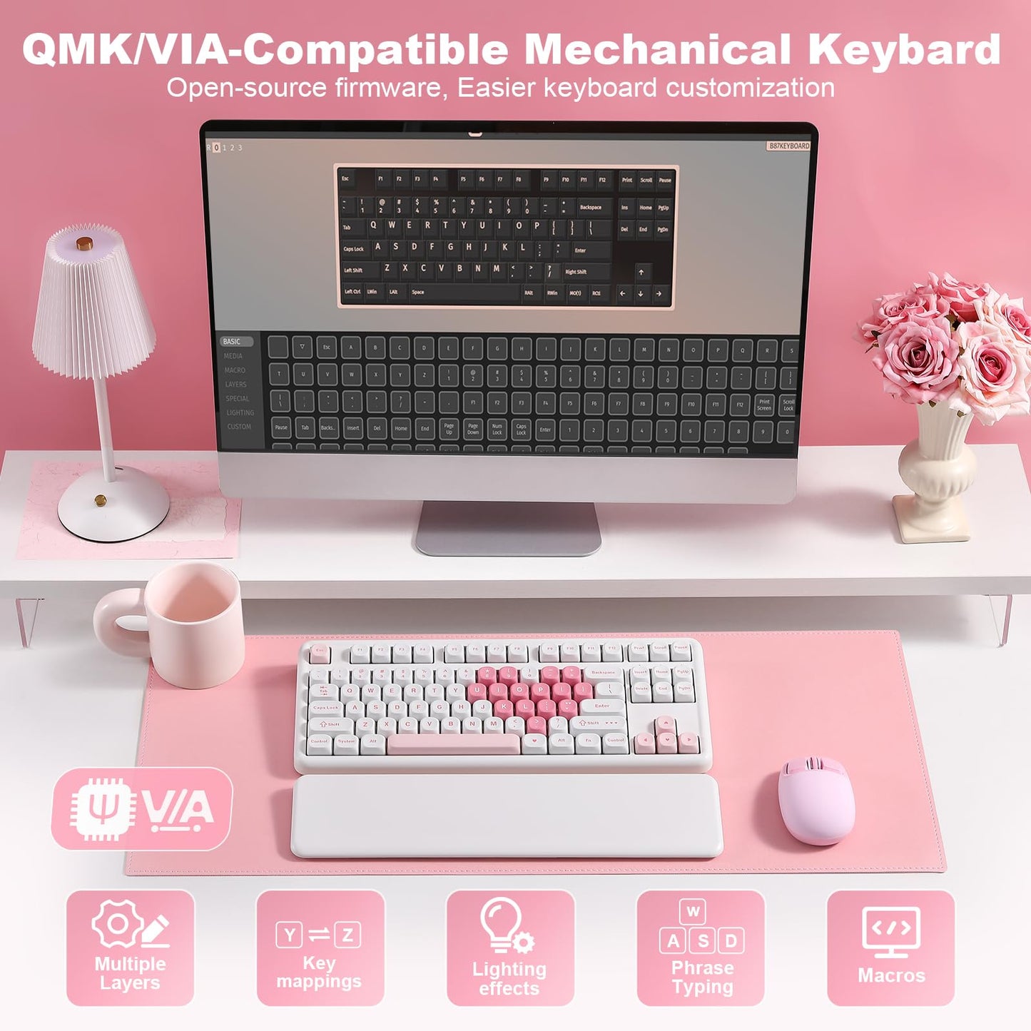 Tastatura mecanica YUNZII B87 Wireless 87 taste RGB hot-swap