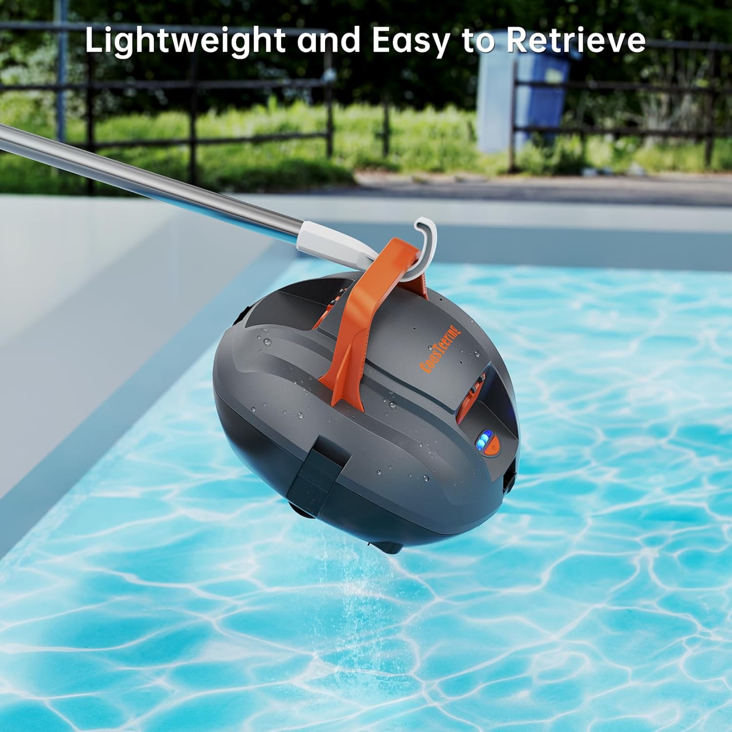 CoasTeering Pool Robot, 100 Minutes Strong Cleaning Power, Pool Vacuum Cleaner Battery with Dual Drive Motors, Self-Parking, One-Touch Start, Wireless Pool Robot for Pools up to 80 m² Floor Area