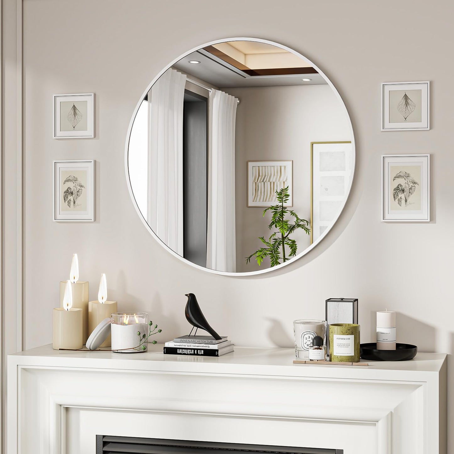 Oglinda BEAUTYPEAK 60 cm Rotunda Alba Cadru Aluminiu Shatterproof