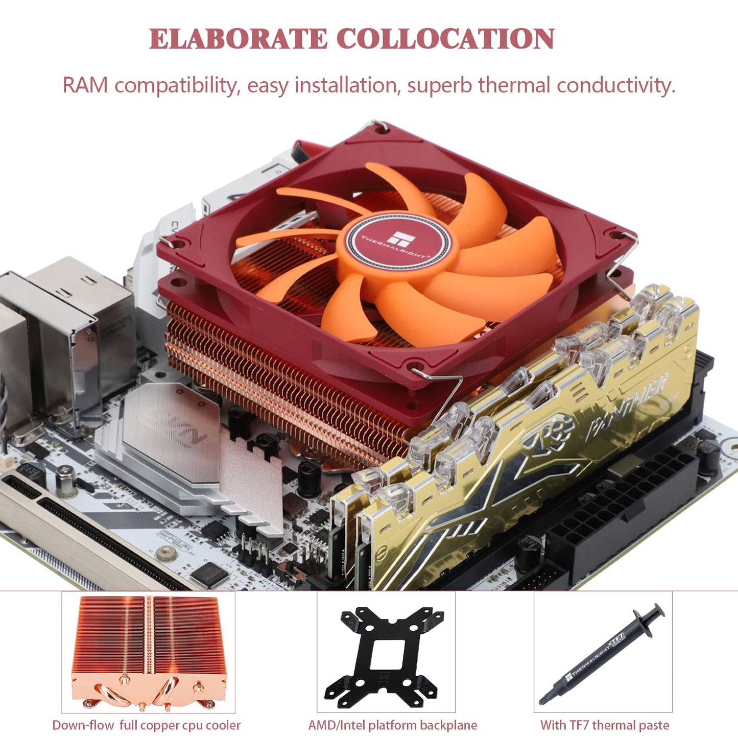 Cooler Procesor Thermalright AXP90-X47 Full Copper Cooler CPU 47mm Low Profile, Ventilator PWM Slim 2700RPM, Compatibil AM4/AM5/Intel 1700