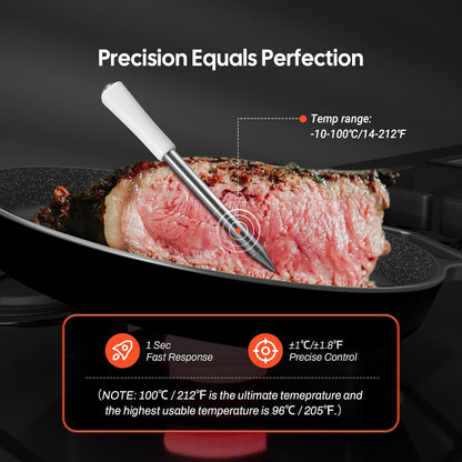 INKBIRD Wireless Meat Thermometer, Bluetooth Meat Thermometer Probe with Temperature Alarm, IP67 Waterproof, Ideal for Kitchen, BBQ, Smoker & Air Fryers