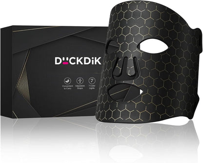 Duckdik LED-Gesichtsmaske mit roter Lichttherapie für Gesicht und Haut, 3-farbige LED-Maske mit Infrarotlicht, Pflegegerät für alle Hauttypen, für den Heimgebrauch