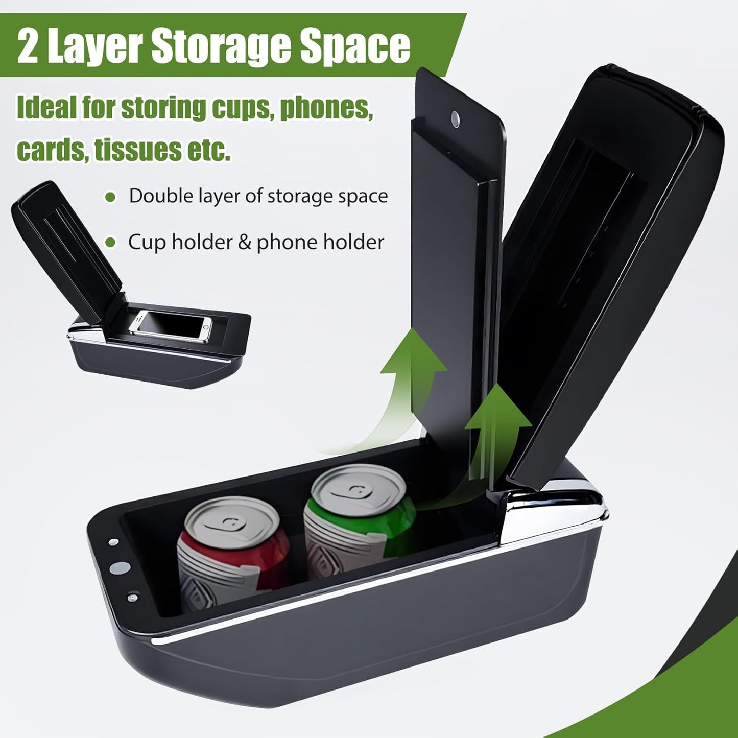 OYHCM Armrests for Volkswagen Polo VW Polo 9N 3 Central Armrest Arm Rest 2002-2009 Two-Layer Armrest Storage Compartment