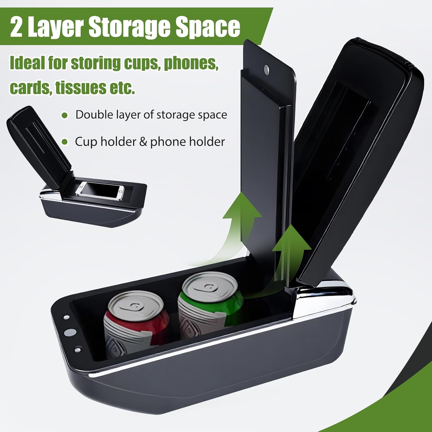 OYHCM Armrests for Volkswagen Polo VW Polo 9N 3 Central Armrest Arm Rest 2002-2009 Two-Layer Armrest Storage Compartment