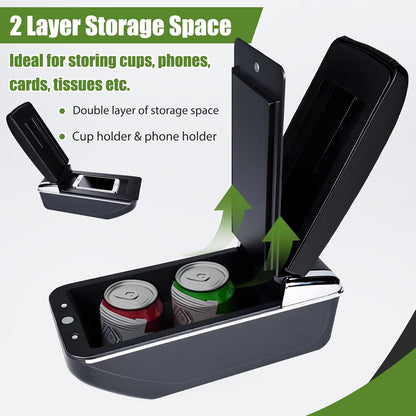 OYHCM Armrests for Volkswagen Polo VW Polo 9N 3 Central Armrest Arm Rest 2002-2009 Two-Layer Armrest Storage Compartment