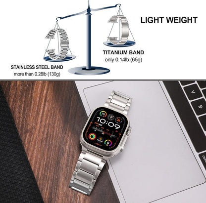 TRUMiRR 49 mm 46 mm 45 mm 44 mm 42 mm (Series 3 2 1) Compatible with Apple Watch Strap Titanium, Stainless Steel Link Bracelet Titanium Replacement Straps for iWatch Ultra 2/Ultra, Series 10/9/8/7/6/5