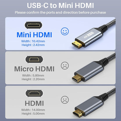 LDLrui USB C zu Mini HDMI Kabel 1.5M, 4K@60Hz Type C zu Mini HDMI 2.0 HDR Kabel für Laptop,MacBook,iPad Pro,iPhone 15 Serie,ROG Ally,Steam Deck, Galaxy S Serie zu Portable Monitor